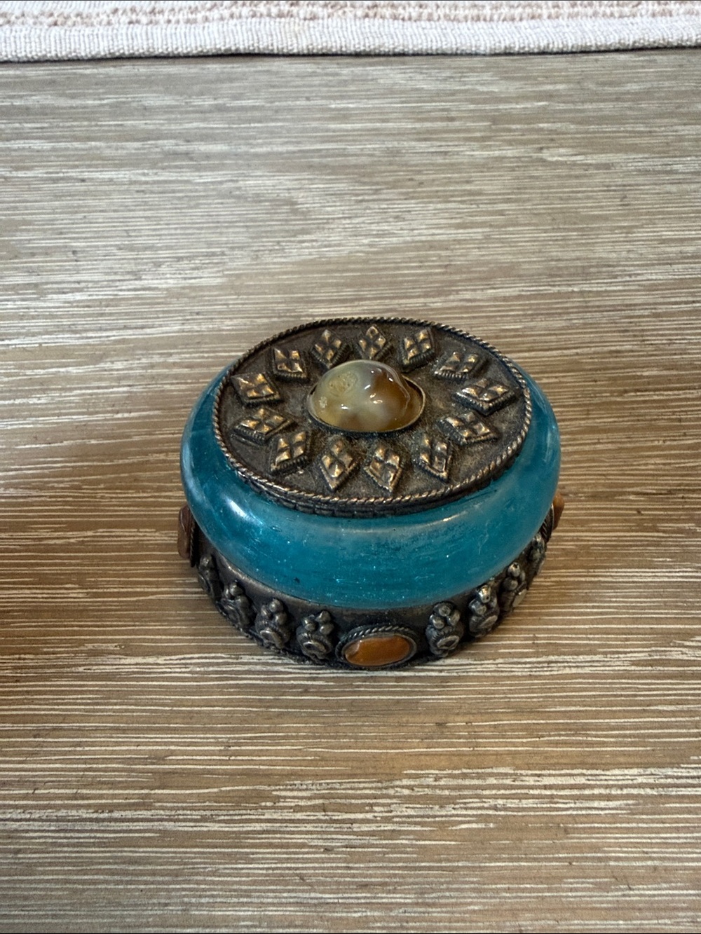 Handcrafted Turquoise Decorative Trinket Box